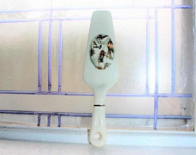 Vintage Cake Server Pie Spatula Ceramic Currier and Ives