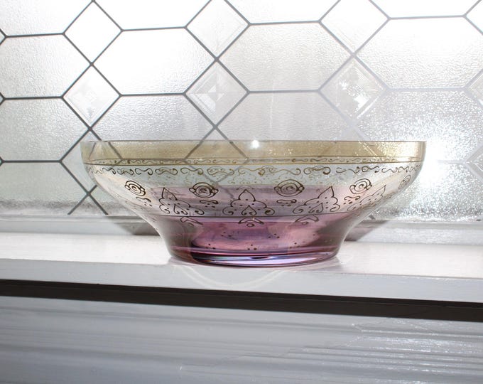Large Vintage Hand Painted Glass Raja Bowl Pier 1