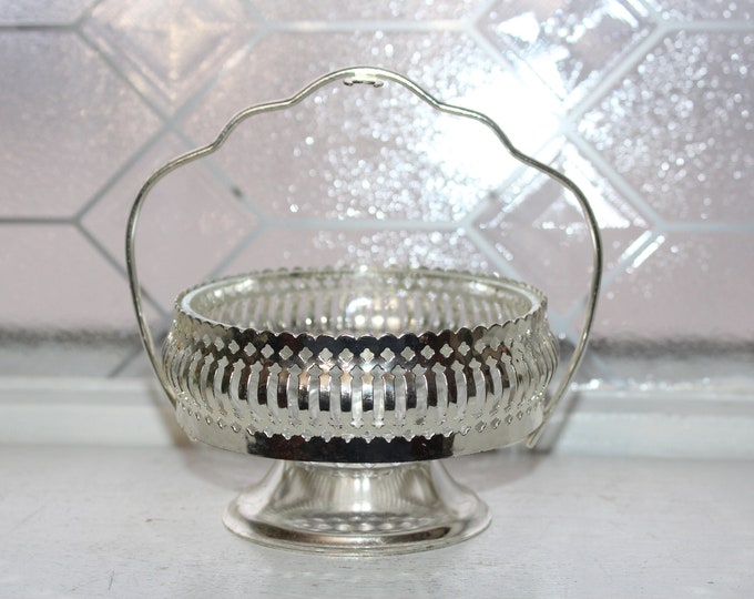 Vintage Chrome and Glass Condiment Dish