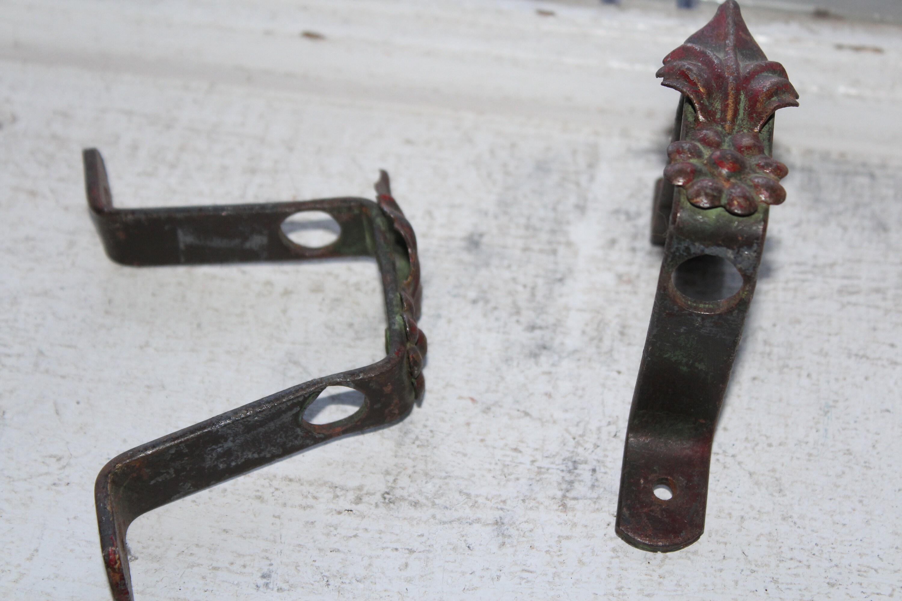 2 Vintage Curtain Rod Brackets Swing Arm 1920s