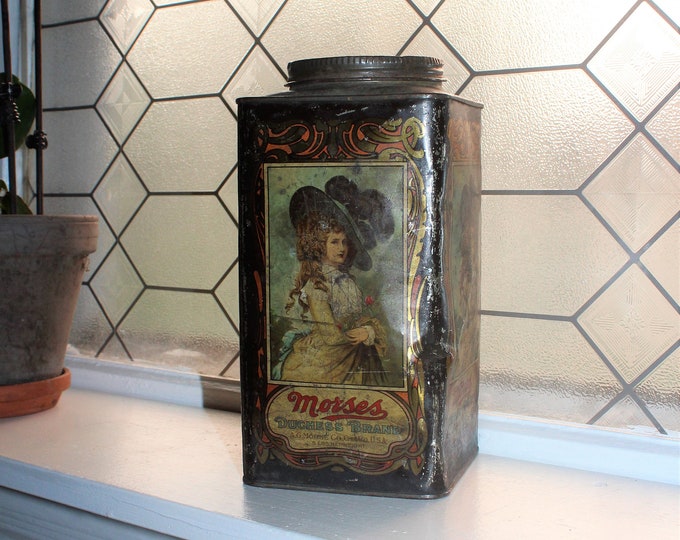 Large Antique Morses Duchess Brand Candy Tin 19th Century Chicago