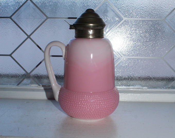 Antique 19th Cent. Beaumont Glass Pink Peachblow Acorn Syrup Jug Pitcher