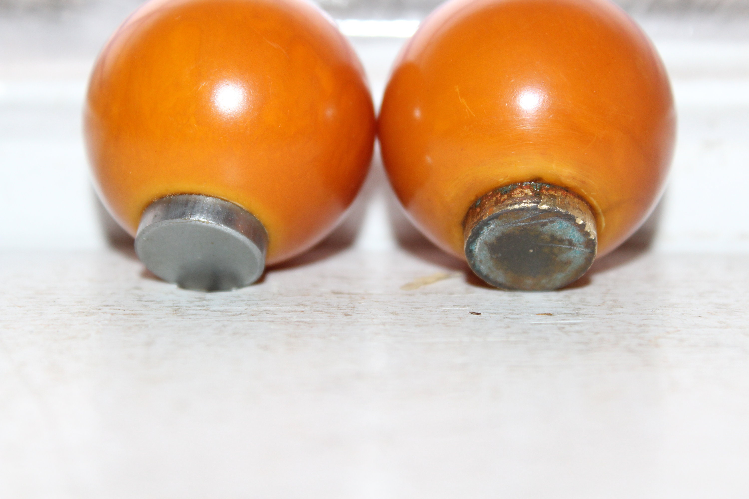 Vintage Bakelite Salt and Pepper Shakers Butterscotch Balls 1920s