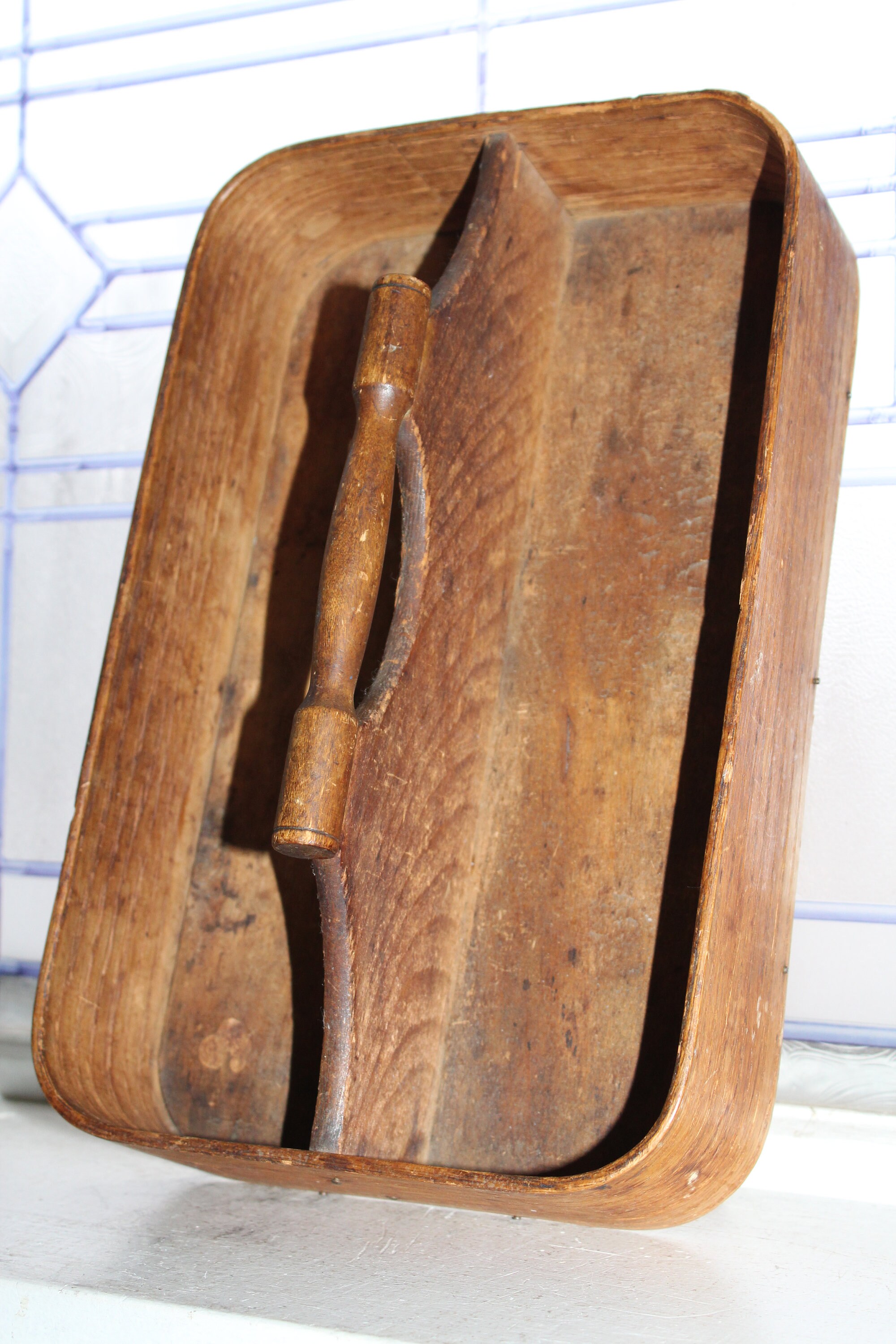 Antique Bentwood Divided Cutlery Tray Box 1800s Rustic Farmhouse Decor