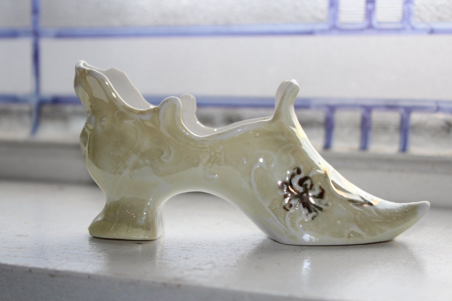 Antique Porcelain Shoe Souvenir