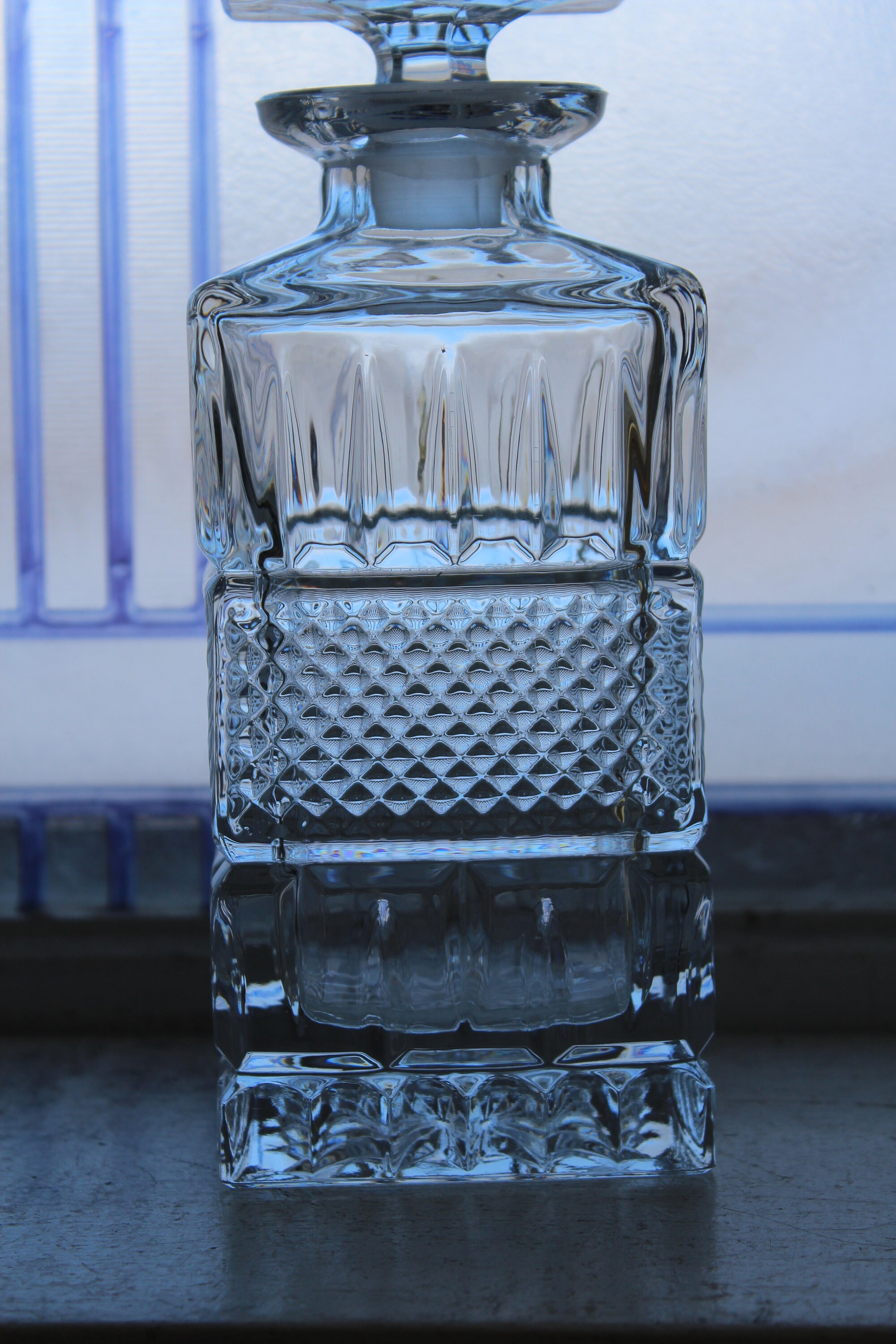 Vintage Crystal Liquor Decanter Square Barware