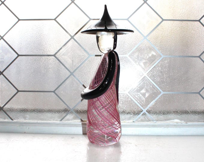 Murano Latticino Glass Sergio Rossi Asian Figure Mid Century Minimalist Sculpture