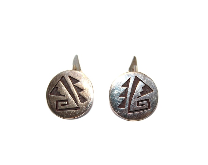 Mitchel Sockyma Sterling Silver Hopi Cuff Links 3/4" Vintage