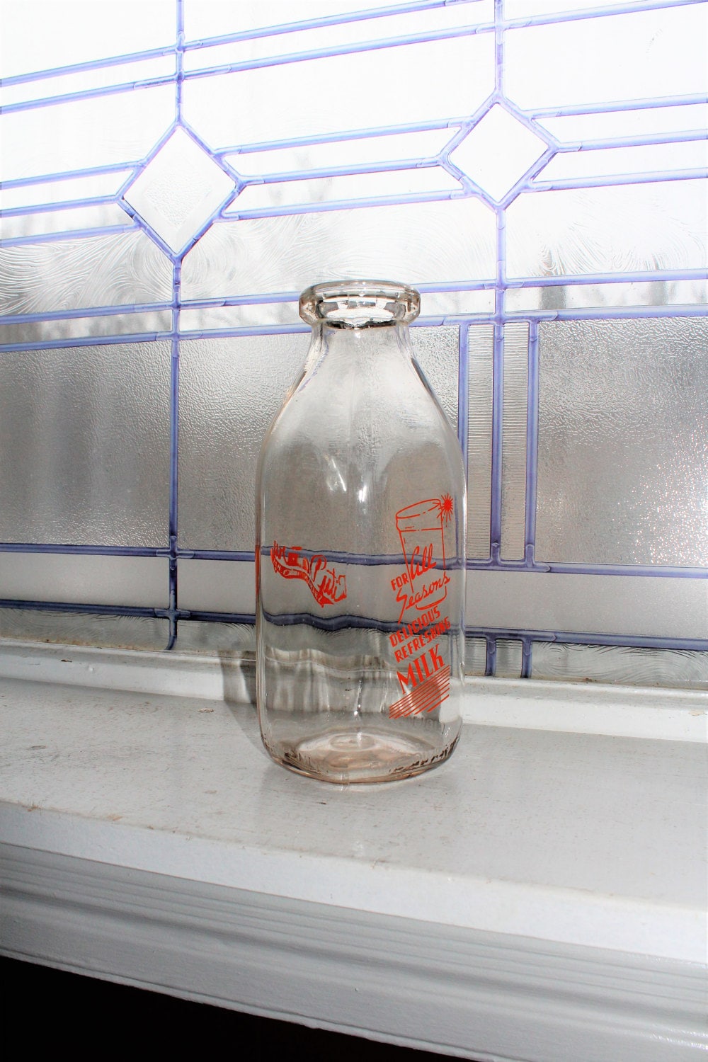 Vintage Square Quart Milk Bottle City Dairy Shawano Wisconsin