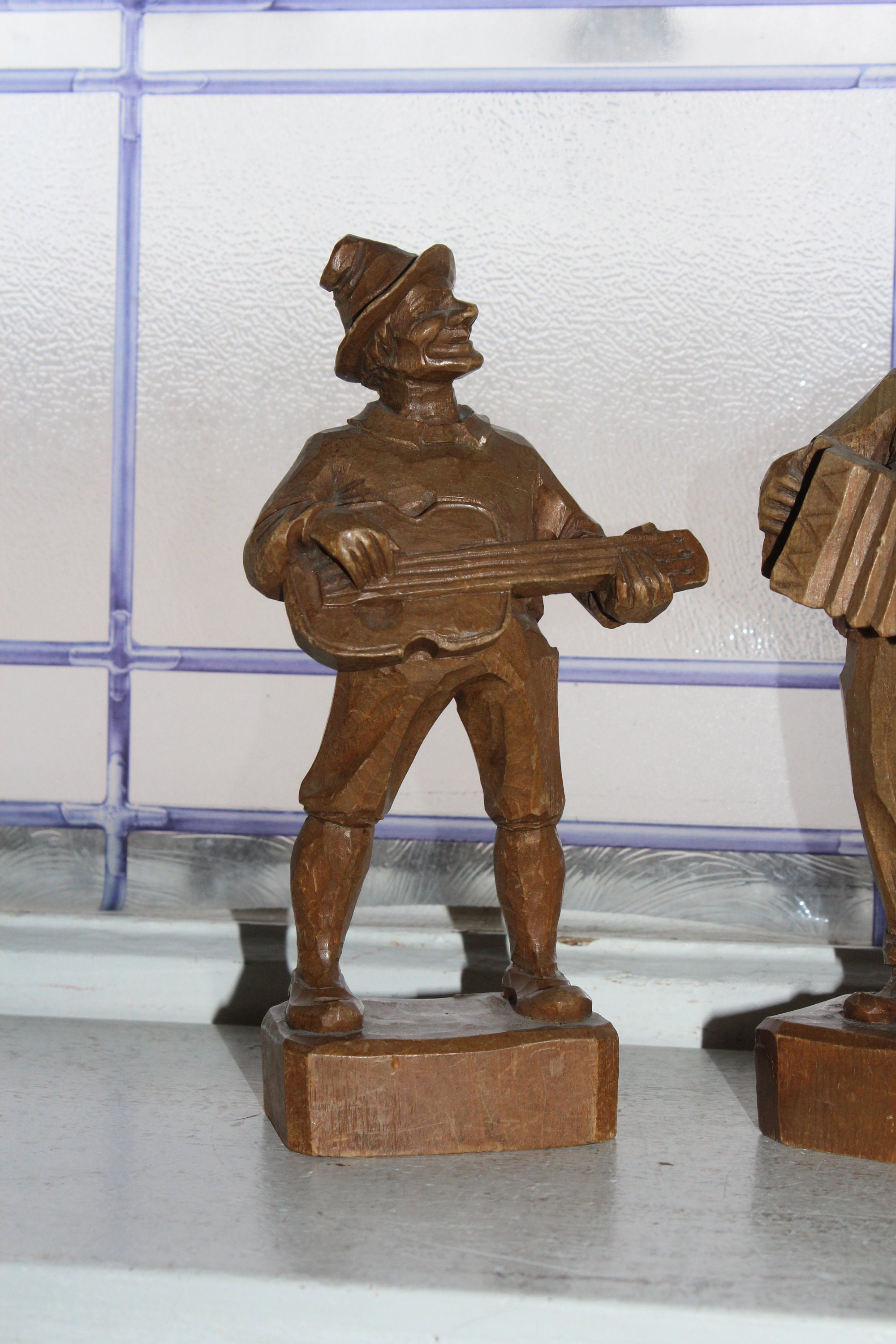 Vintage Carved Wood Musician Figurines