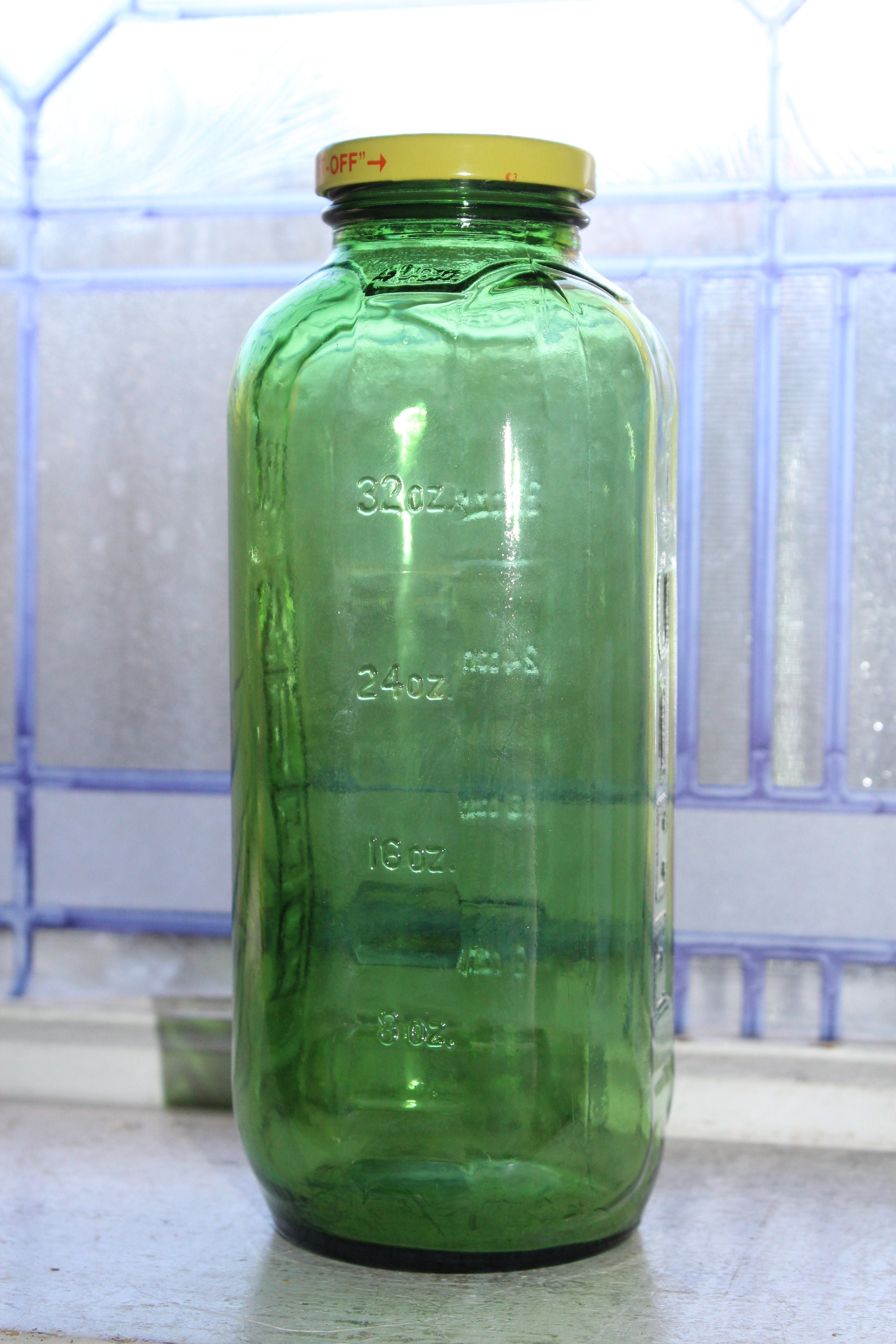 Large Green Refrigerator Water Juice Bottle Vintage 1960s
