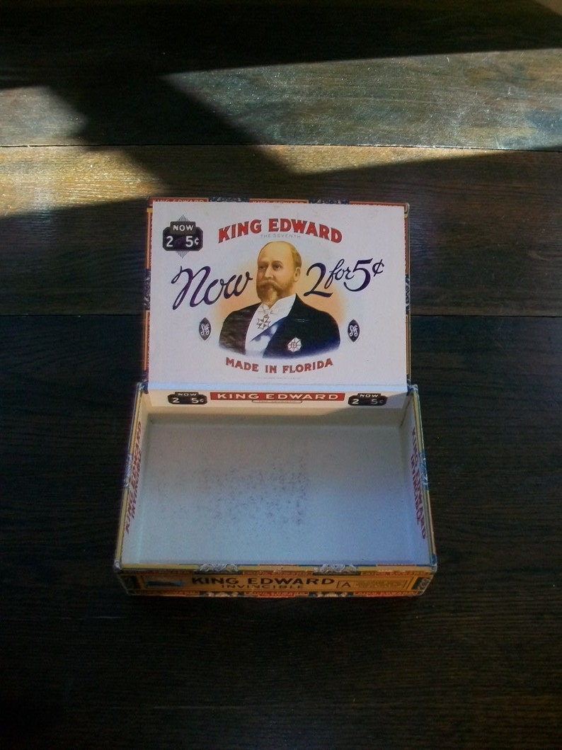 Vintage Cigar Box King Edward 2 For 5 Cents Cigars 1920s Etsy