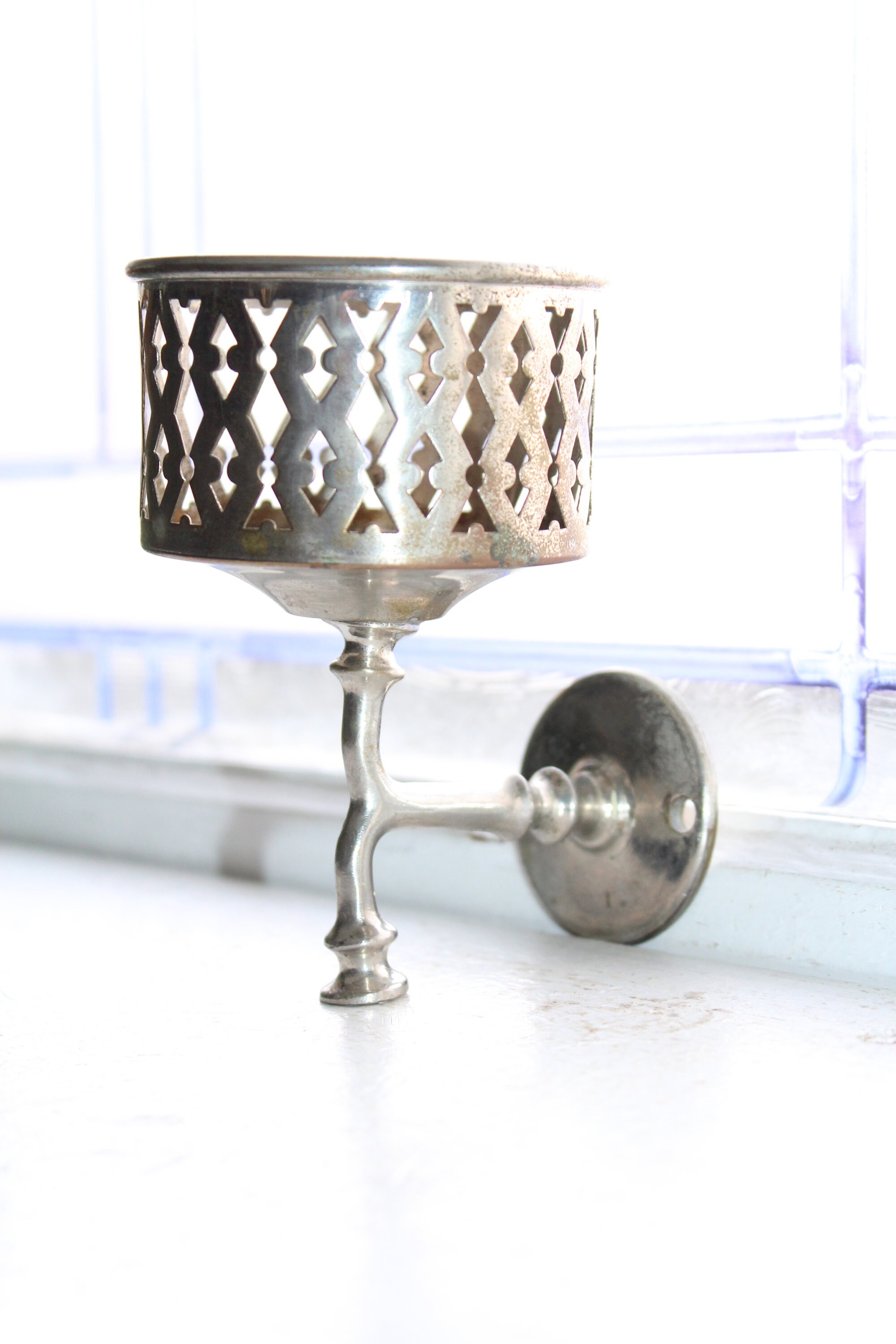 Antique Chrome Bathroom Cup Holder Wall Mount