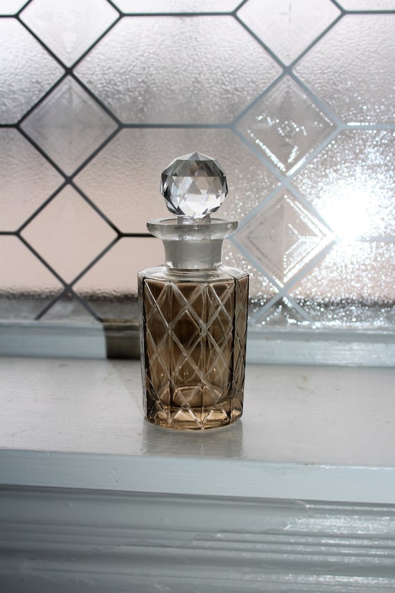 Antique Czech Cut Glass Scent Perfume Bottle Smoke