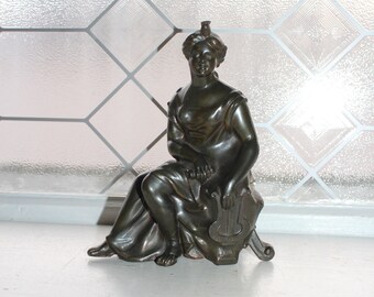 Antique Victorian Bronze Patina Statue of Roman Woman Circa Late 1800s