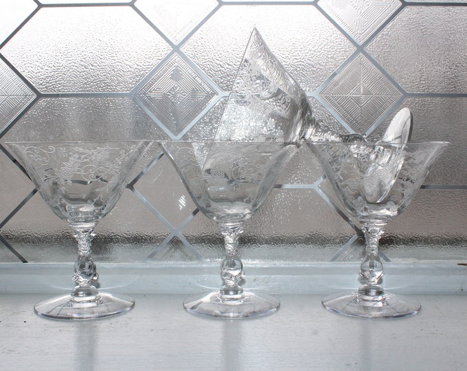 4 Vintage Cambridge Glass Elaine Sherbet Champagne Stem #3121