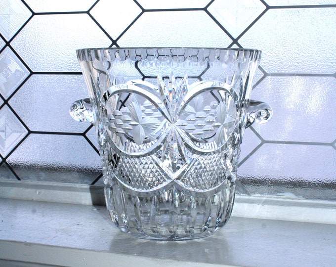 Vintage Cut Crystal Champagne Cooler Grapes Pattern