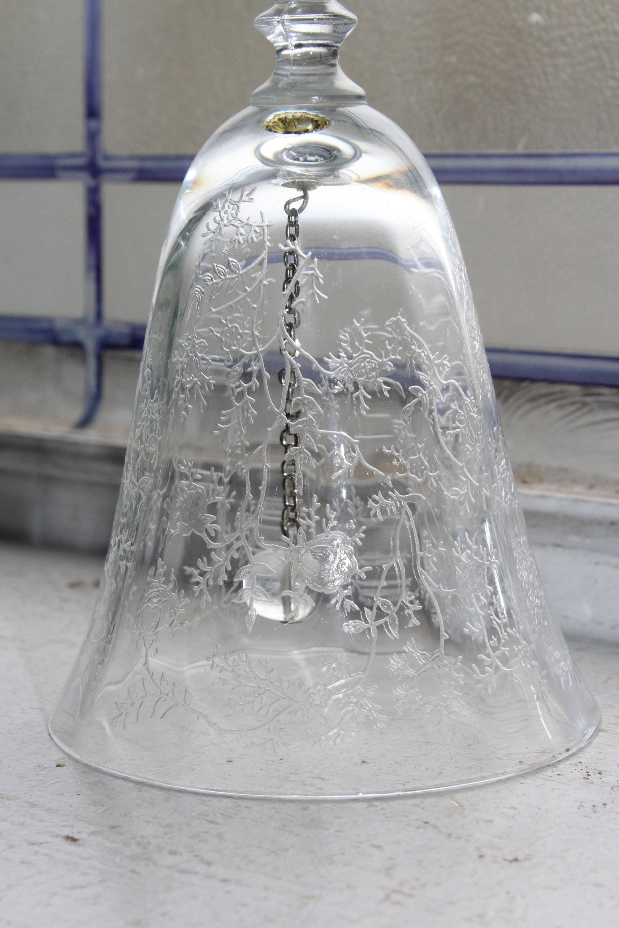 Vintage Etched Glass Bell