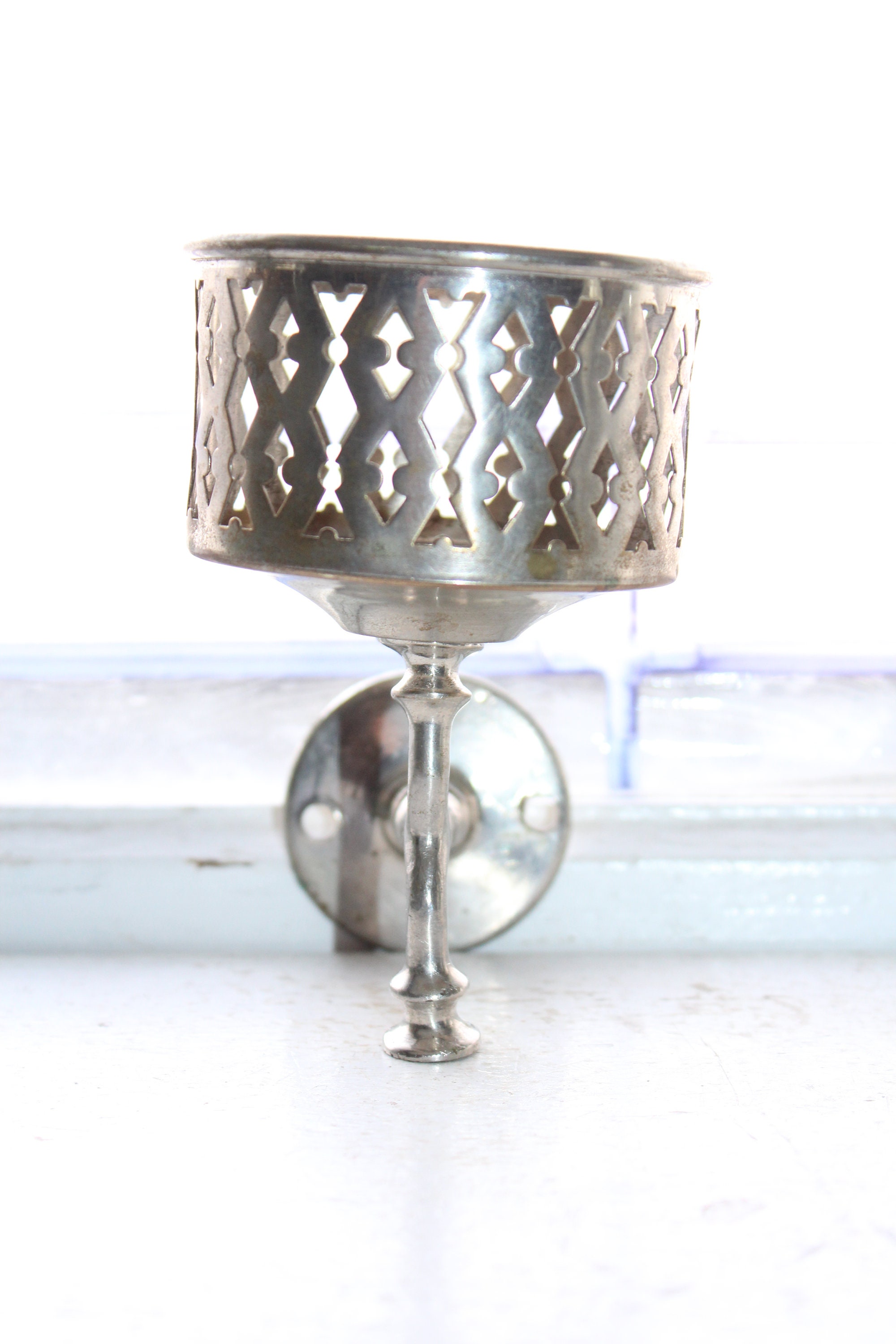 Antique Chrome Bathroom Cup Holder Wall Mount