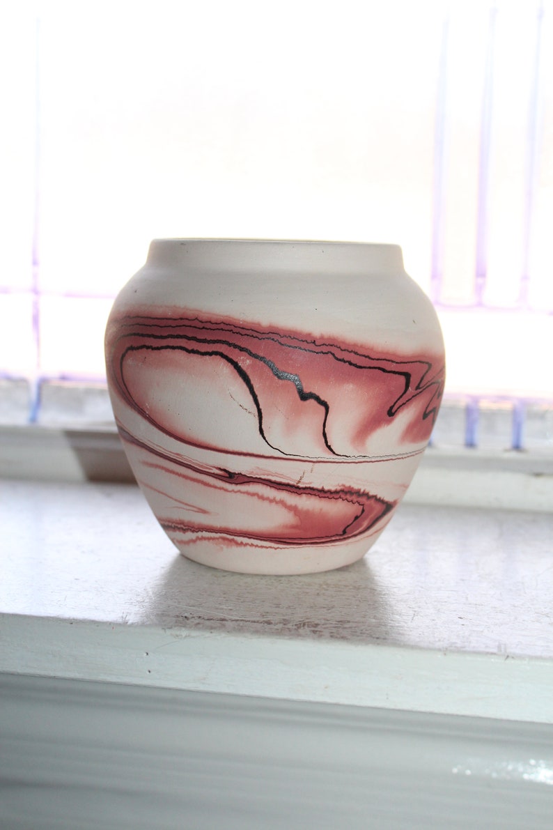 Vintage Nemadji Pottery Vase Swirl Pottery Etsy