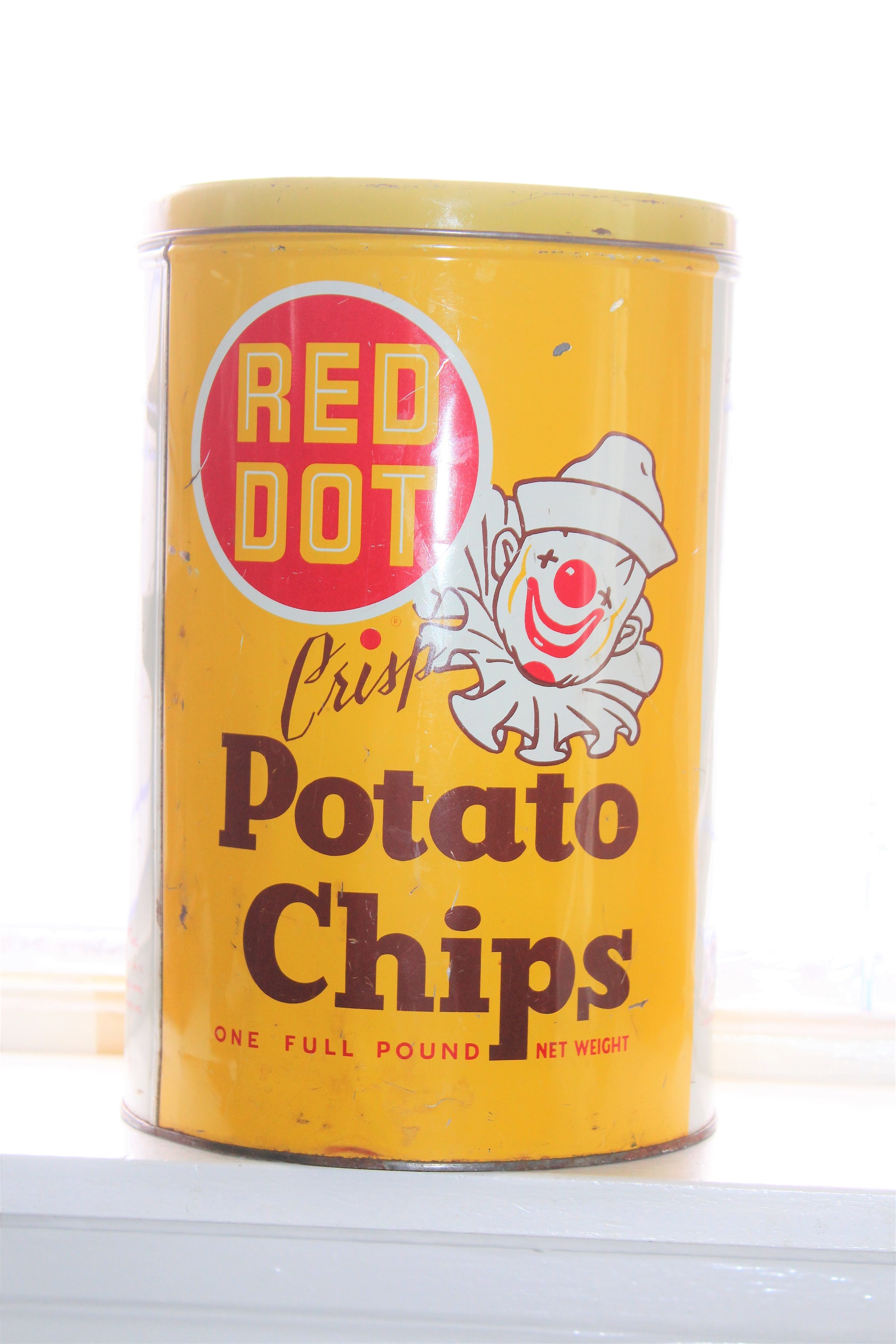 Vintage Red Dot Potato Chips Tin 1950s Mid Century Kitchen Etsy