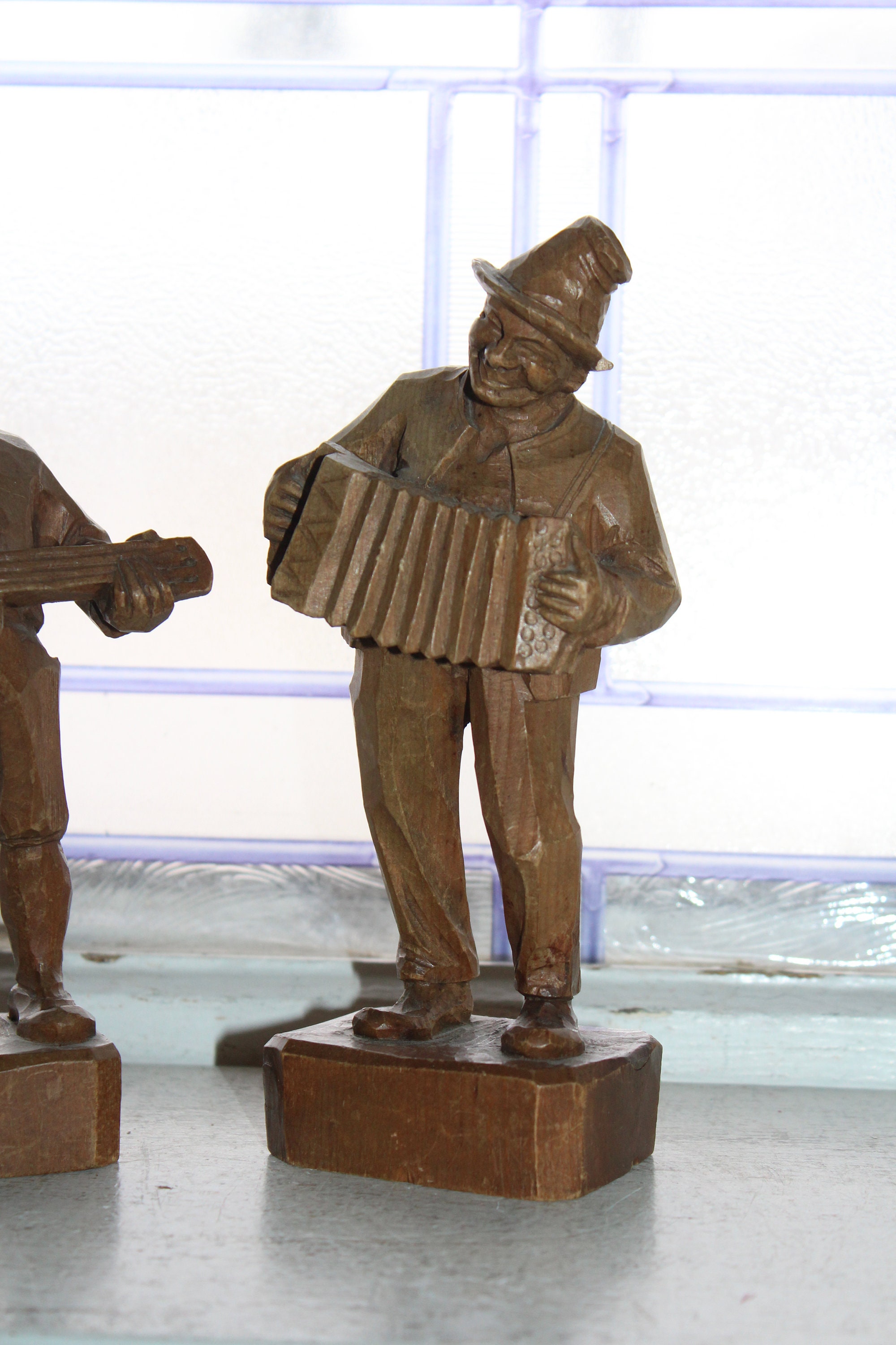 Vintage Carved Wood Musician Figurines