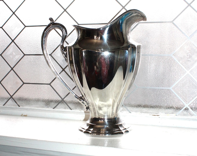 Antique 1920s Reed & Barton Paneled Silverplate Water Pitcher