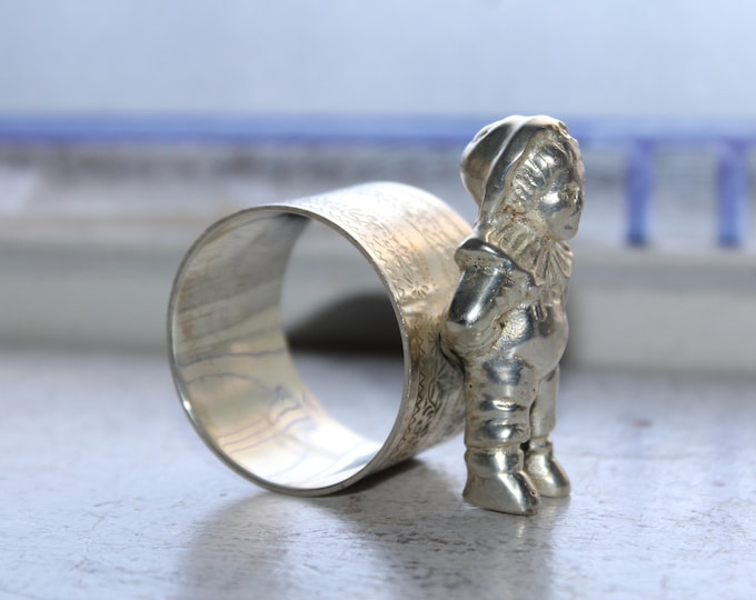 Antique Figural Silverplate Napkin Ring Victorian Boy