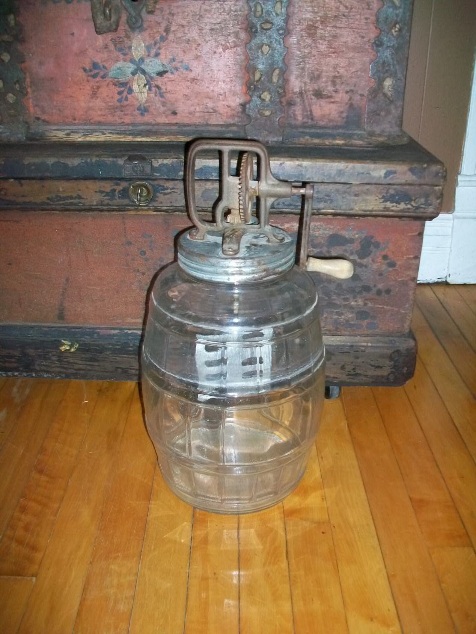 Vintage Glass Butter Churn Large Jar Etsy