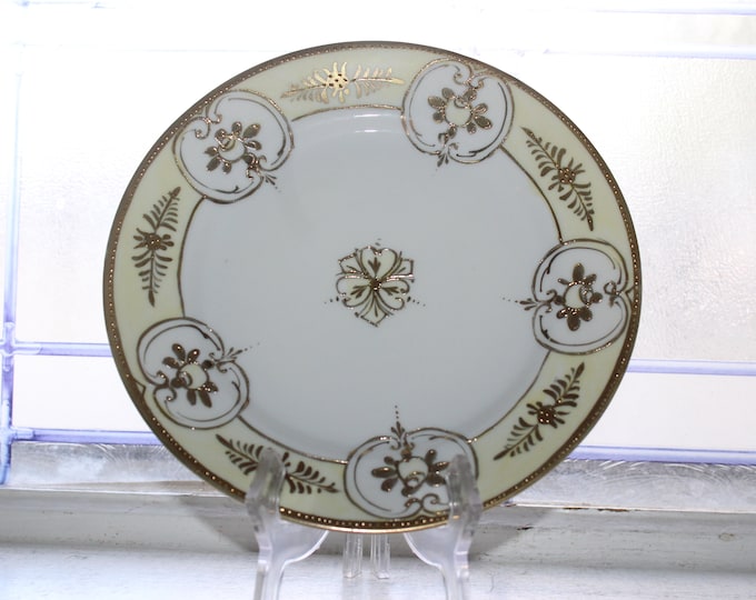 Vintage Nippon Plate Hand Painted Gold and White