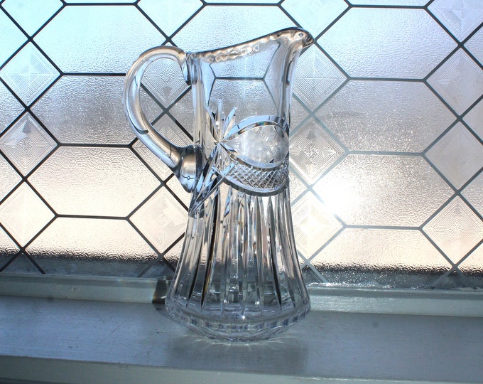 Gorgeous Elegant Cut Crystal Pitcher Vintage Tableware