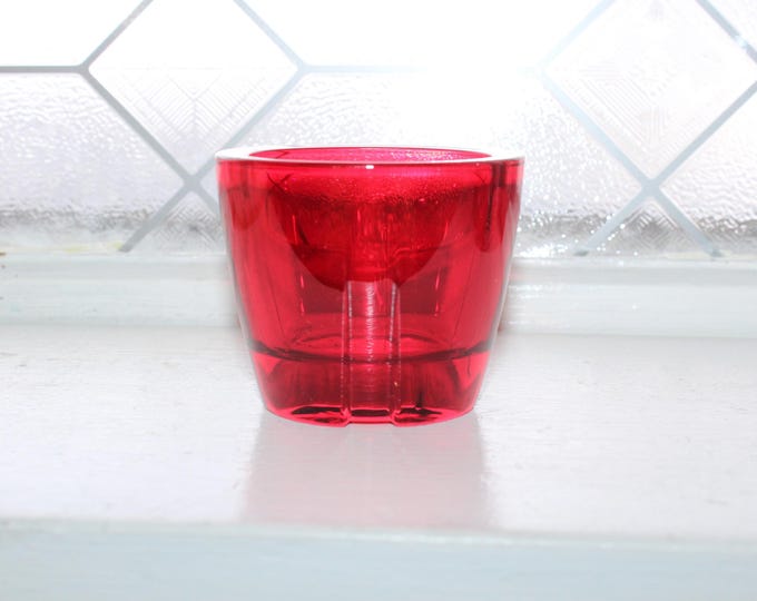 Kosta Boda Bruk Red Votive Candle Holder Vintage Art Glass
