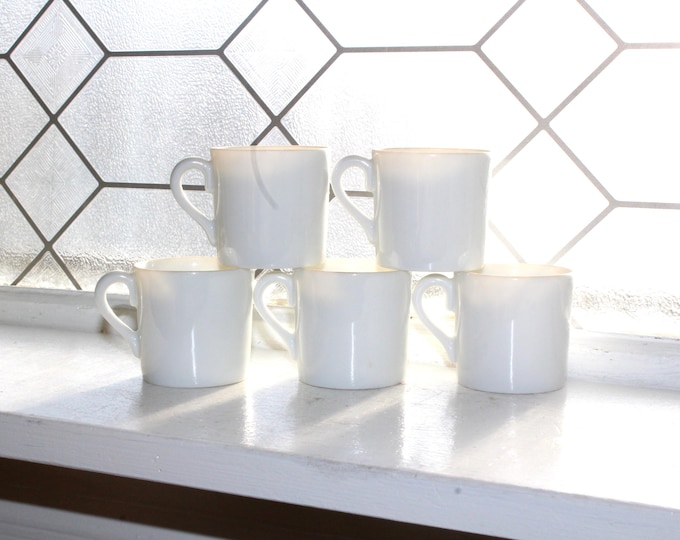 5 Vintage White Porcelain Demitasse Cups