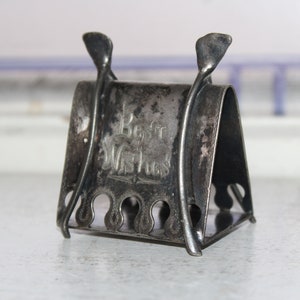 Antique Figural Victorian Napkin Ring Wishbone Triangle Wilcox