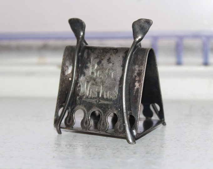 Antique Figural Victorian Napkin Ring Wishbone Triangle Wilcox