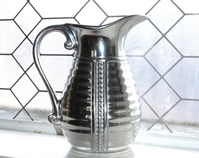 Vintage Wilton Armetale Pewter Pitcher Flutes and Pearls