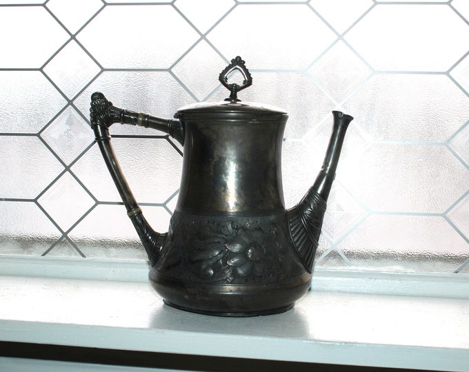 Antique Victorian Pairpoint Coffee Tea Pot Silver Plate 1800s