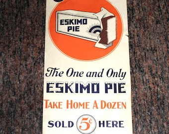Vintage 1920s Eskimo Pie Paper Sign Ice Cream Sign - Etsy