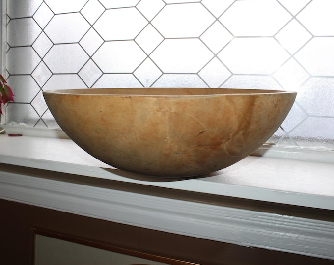 Large Primitive Antique Wood Bowl 15.5 Inch Rustic Farmhouse Decor