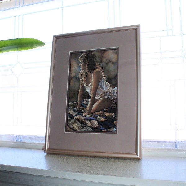 Steve Hanks Framed Lithograph In Her Thoughts Risque Woman