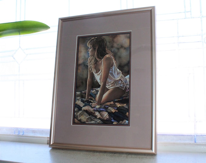 Steve Hanks Framed Lithograph In Her Thoughts Risque Woman