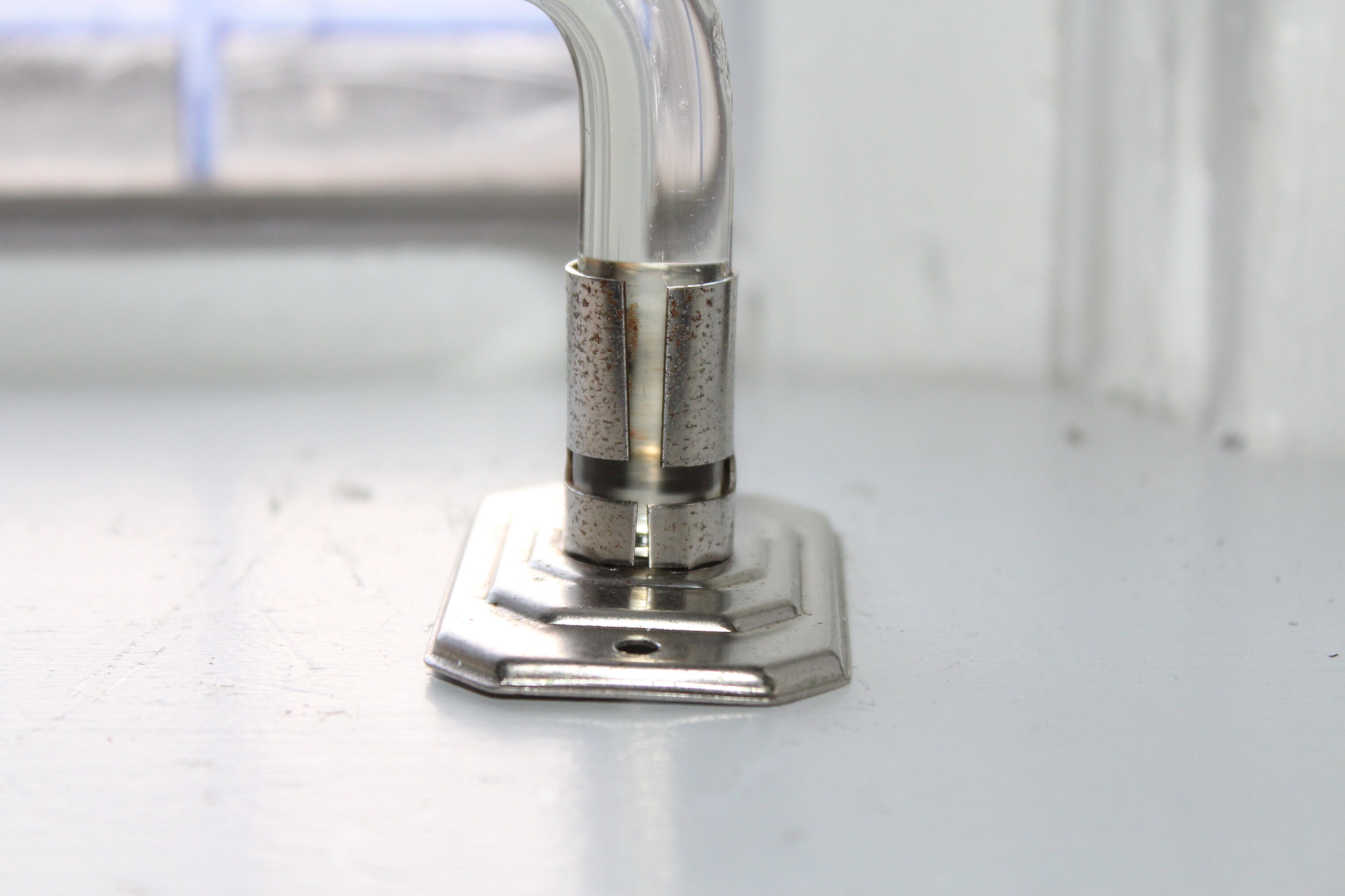 Vintage Glass Towel Rod Towel Bar Clear Glass and Chrome 1930s 24 1/4