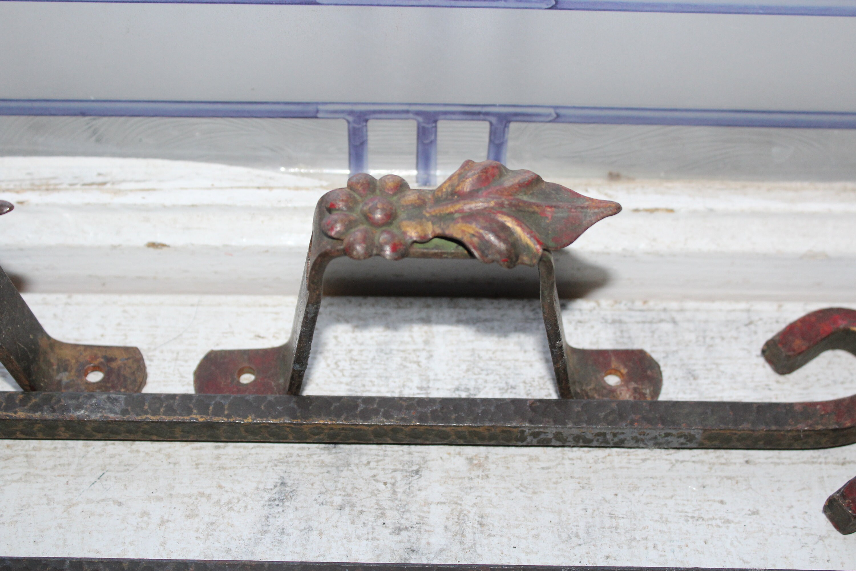 3 Vintage Curtain Rods Swing Arm Hammered Wrought Iron 1920s