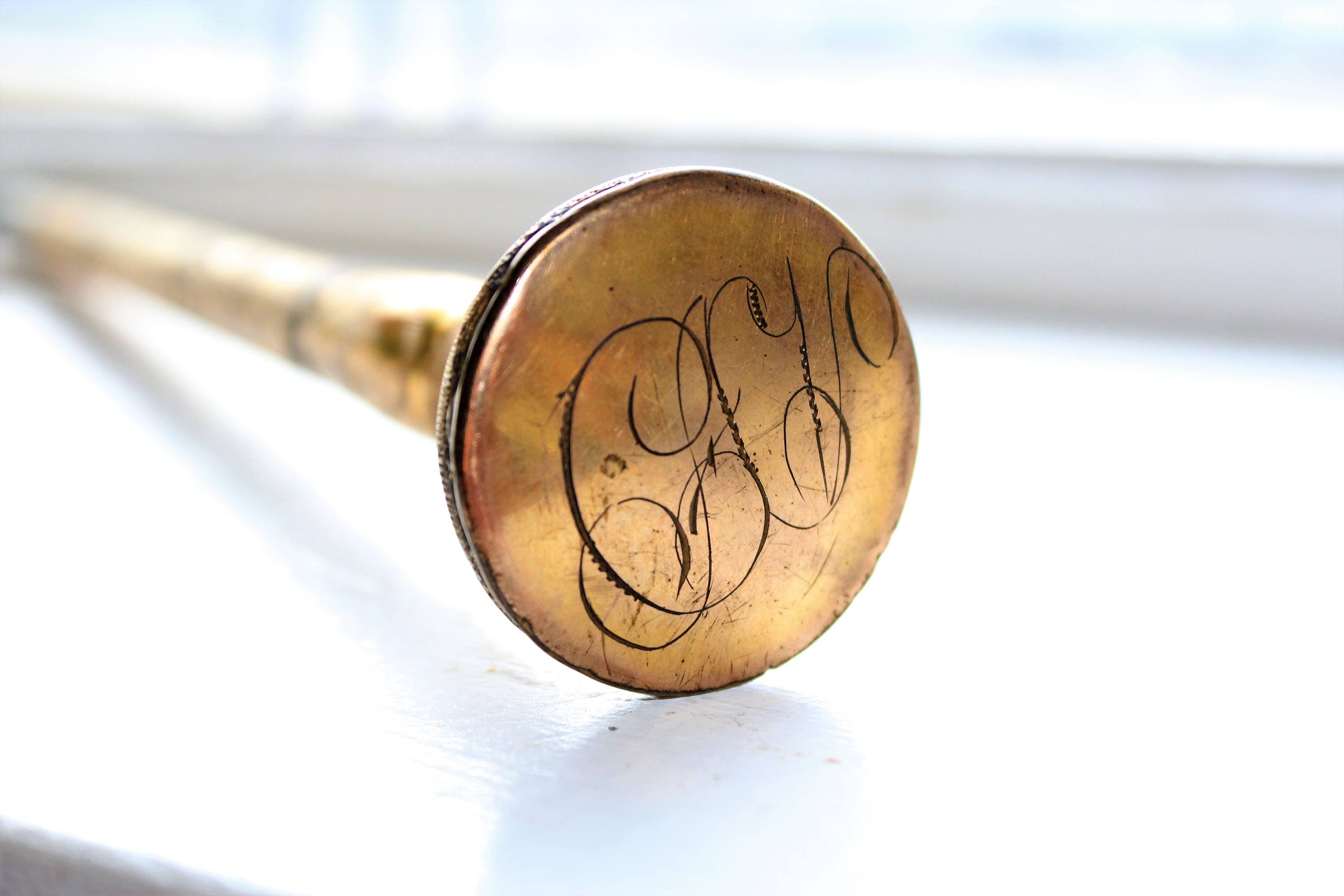 Victorian Gold Plated Umbrella Parasol Handle Antique 1800s