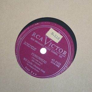 Disco de vinilo vintage de 78 rpm de RCA Victor The Night Before Christmas y Punkinhead de Wilf Carter