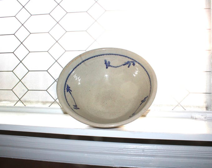 Antique Quing Dynasty Chinese Blue & White Stoneware Large Bowl