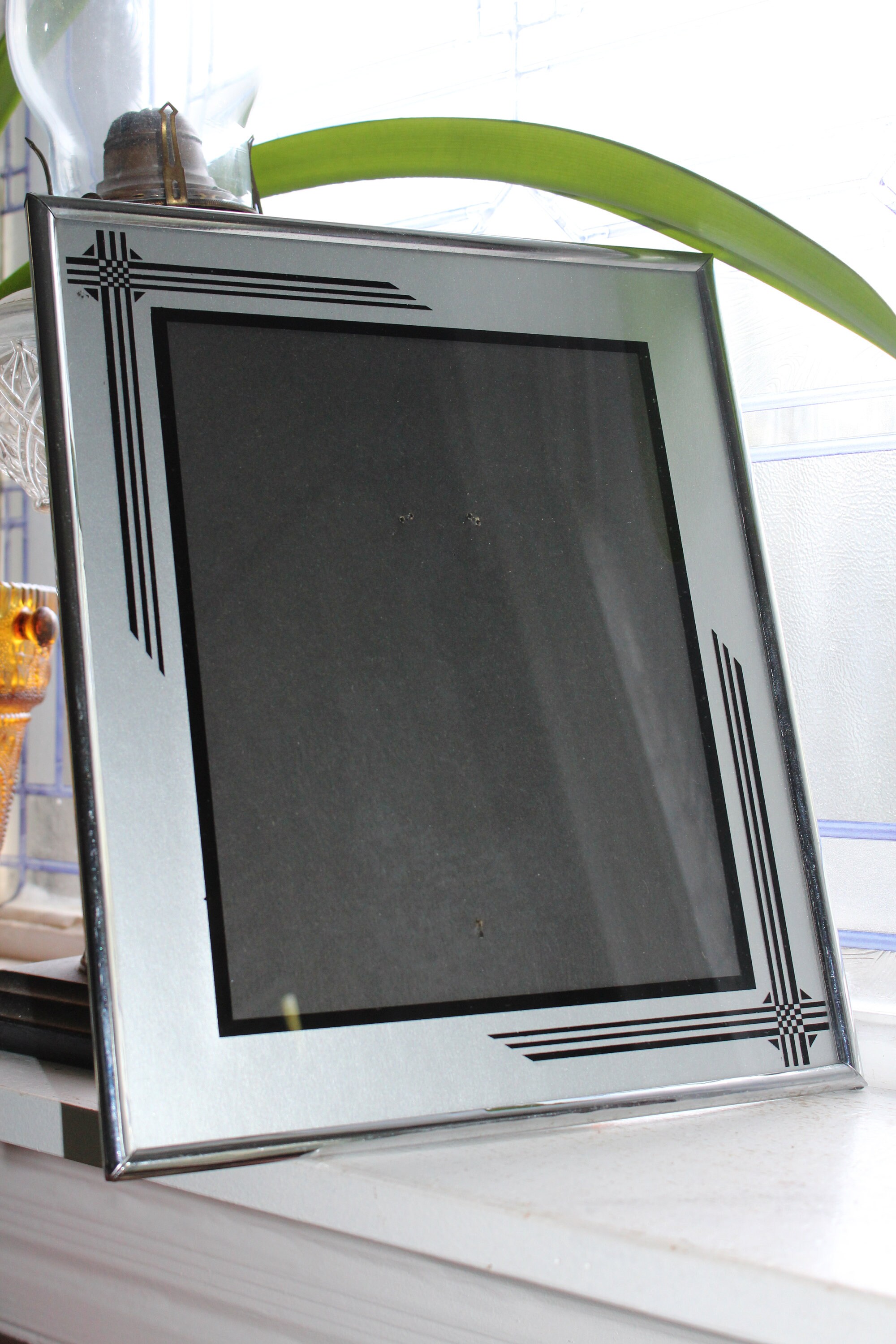 Art Deco Picture Frame 1920s Silver and Black