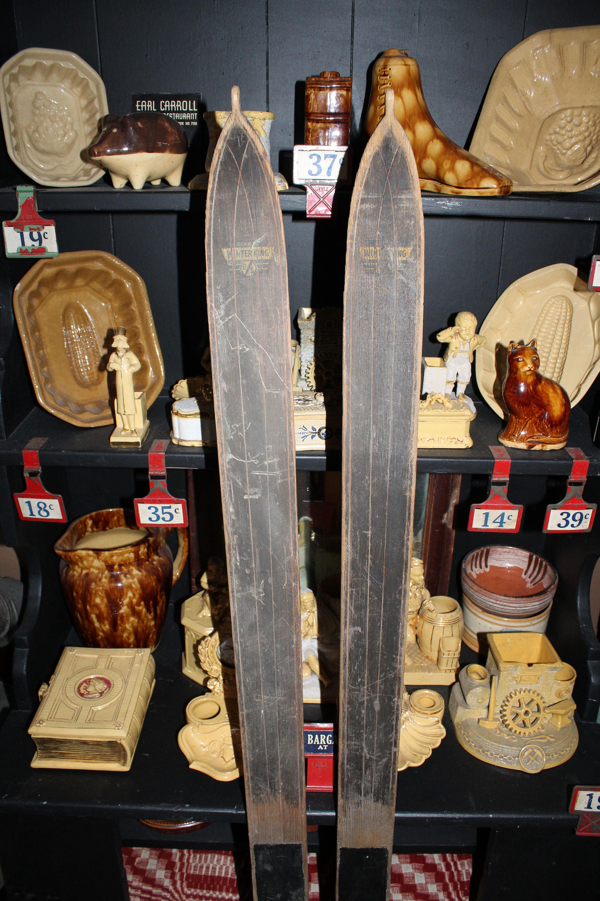 Antique Wooden Snow Skis Rustic Farmhouse or Cabin Decor Winter King