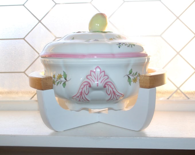 Vintage Spode Marlborough Sprays Round Vegetable Dish with Lid and Stand