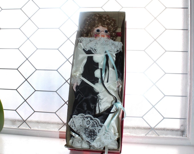 Vintage Brinn's Clown Doll Black and White